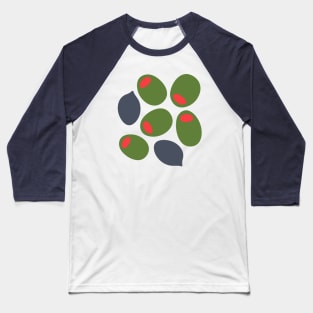 BIG BLACK AND GREEN OLIVES Fun Kitchen Charcuterie Greek Food - UnBlink Studio by Jackie Tahara Baseball T-Shirt